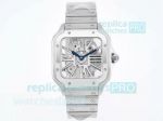 TW Replica Cartier Santos De Cartier Skeleton Watch Stainless Steel Blue Hands Dial